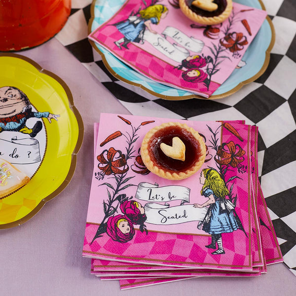 Alice in Wonderland Bright Pink Paper Napkins - 20 Pack
