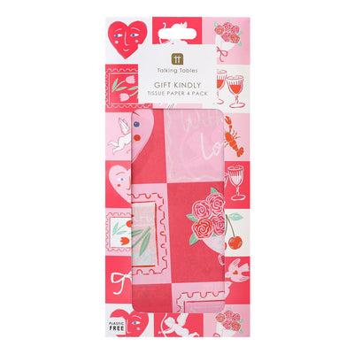 Love Icons Tissue Paper - 4 Sheets | Valentines Decor |