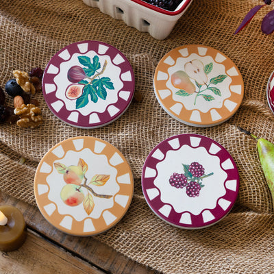 Autumnal Fruit Coasters - 20 Pack Display | Homeware |