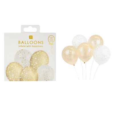 White and Gold Confetti Balloons