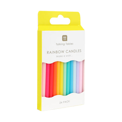 Rainbow Birthday Candles - 24 Pack | Cake Candless |