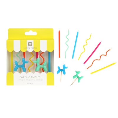 Balloon Dog Birthday Candles - 9 Pack | Cake Candles |