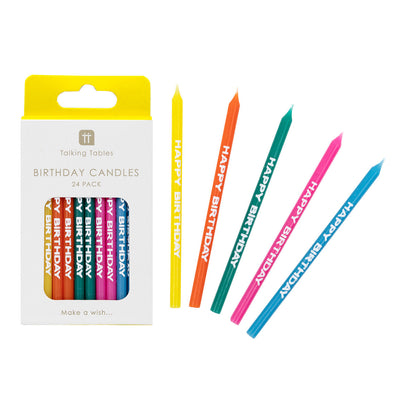 Multicolor Happy Birthday Candles - 24 Pack | Cake Candless |