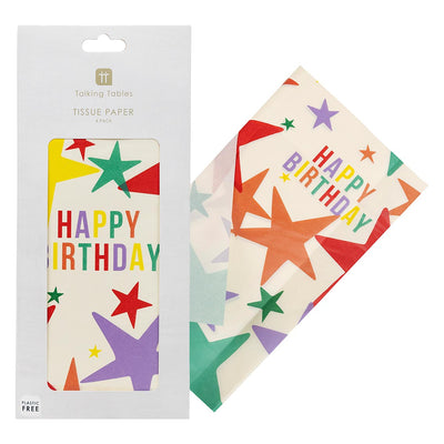 Happy Birthday Star Tissue Paper - 4 Sheets | Partyware |