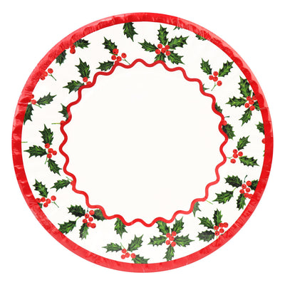 Botanical Holly Large Paper Plate - 10 Pack