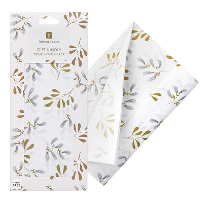 Mistletoe White Christmas Tissue Paper - 4 Sheets