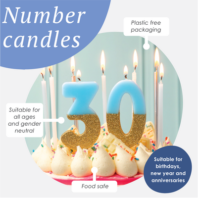 Blue Glitter Number Candle - 6