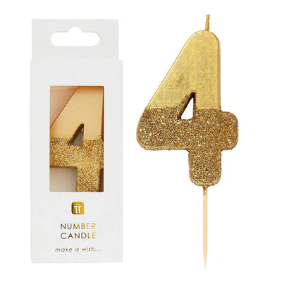 Gold Glitter Number Candle - 4