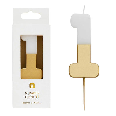 White & Gold Number Candle - 1
