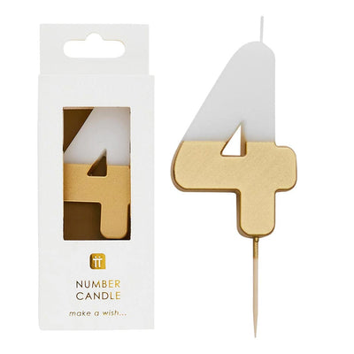 White & Gold Number Candle - 4
