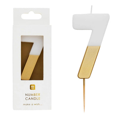 White & Gold Number Candle - 7