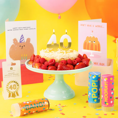 Luxe Gold Enamel Birthday Pin Badge - 40