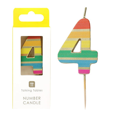 Rainbow Number Candle - 4 | Pride Party Decor |