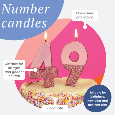 Rose Gold Glitter Number Candle - 8