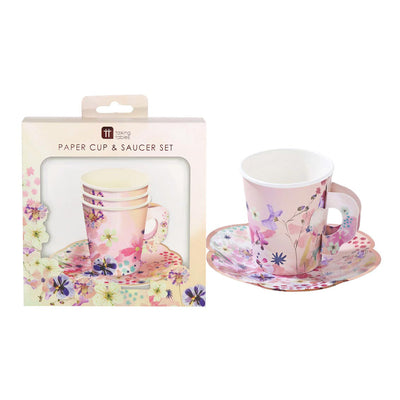Blossom Girls Floral Cup and Saucer Set - 12 Pack
