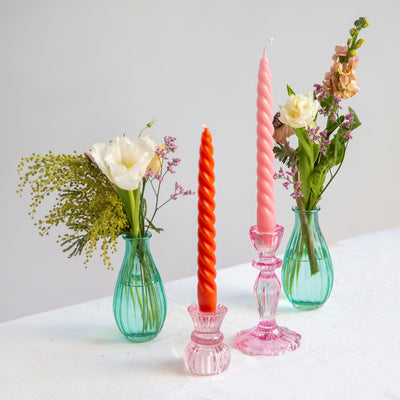 Orange & Pink Spiral Candles - 4 Pack | Summer Decor |