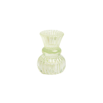 Green Glass Candle Holder | Outdoor Dining Decor |