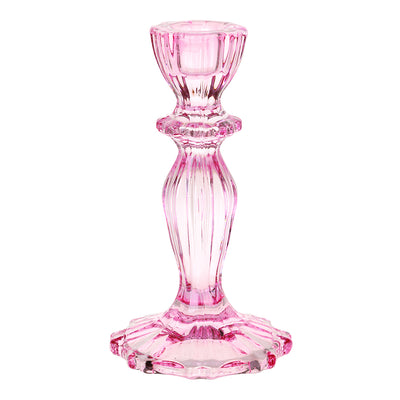 Boho Pink Glass Candle Holder