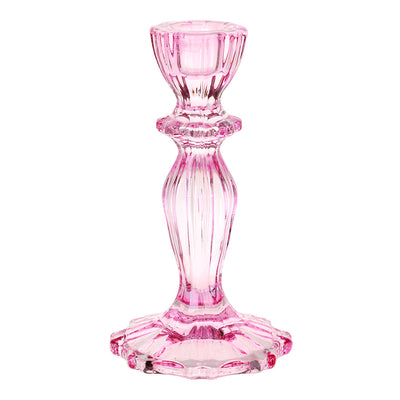 Boho Pink Glass Candle Holder