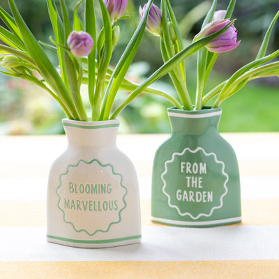 Cream & Green Ceramic Bud Vases Set | Summer Gifts |