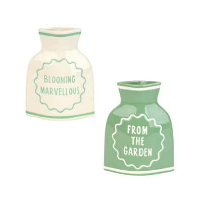 Cream & Green Ceramic Bud Vases Set | Home Decor |