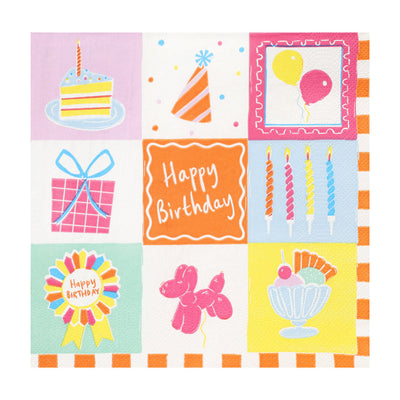 Bon Happy Birthday Icons Paper Napkins - 20 Pack