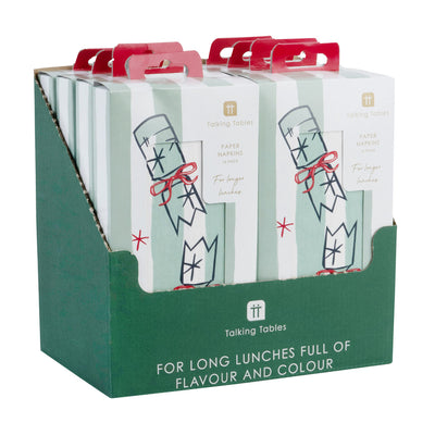 Christmas Cracker Long Lunch Paper Napkins - 8 Pack Display | Christmas Decor |