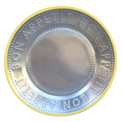 Bon Appetit Yellow Stainless Steel Reusable Plate - 25cm
