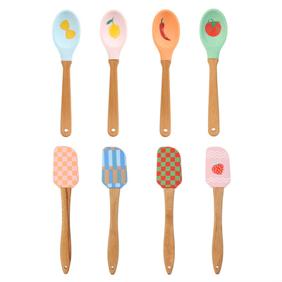 Food Icons Silicone Kitchen Utensils - 16 Pack | Kitchen Gifts |