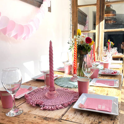 Natural Meadow Pink Raffia Placemat - 2 Pack