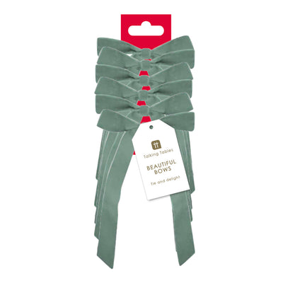 Candy Christmas Green Velvet Bows - 8 Pack