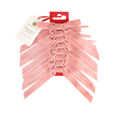 Candy Christmas Pink Velvet Bows - 8 Pack