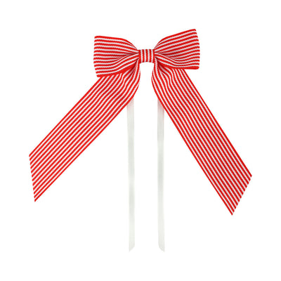 Candy Christmas Red & White Stripe Velvet Bow