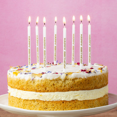 White & Gold Birthday Candles - 24 Pack | Cake Candless |