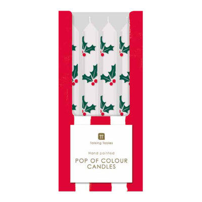 Botanical Holly Christmas Dinner Candles - POS Unit