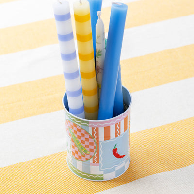 Yellow Stripe Straight Dinner Candles - POS Unit