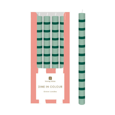 Green Stripe Dinner Candles - POS Unit