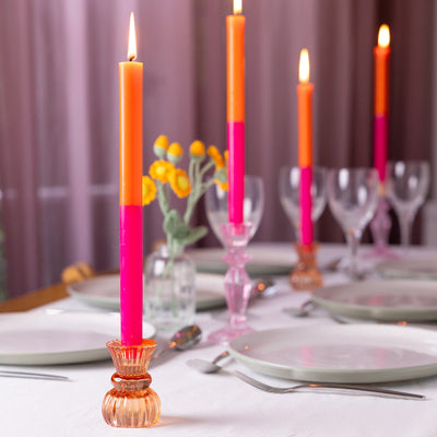 Orange & Pink Taper Dinner Candles - POS Unit