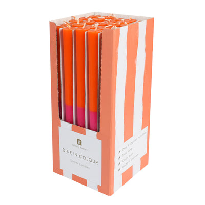 Orange & Pink Taper Dinner Candles - POS Unit