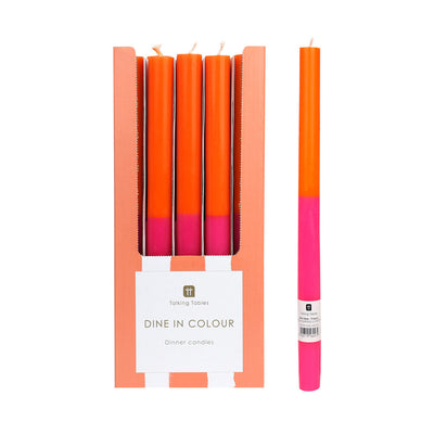 Orange & Pink Taper Dinner Candles - POS Unit