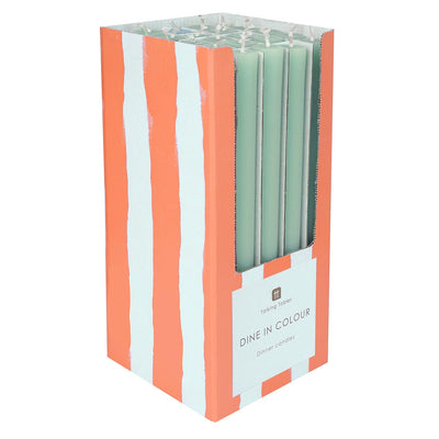 Sage Green Straight Dinner Candles - Display | Outdoor Dining Decor |