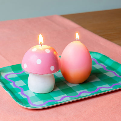 Egg Shaped Pink & Orange Candle