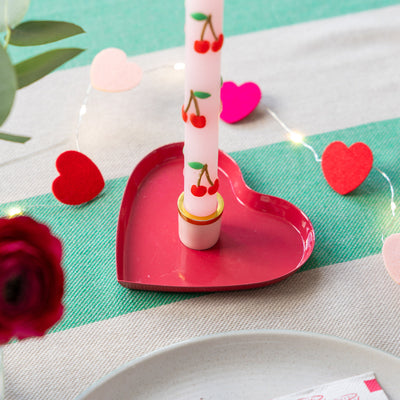 Enamel Heart Shaped Candle Holder | Wedding Decor |