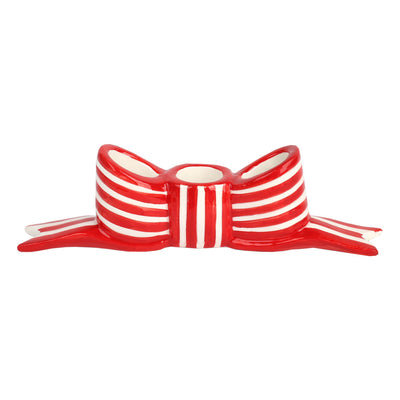 Hand-Painted Red Bow Ceramic Candle Holder | Summer Decor |