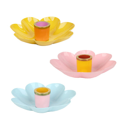 Coloured Enamel Flower Shaped Candle Holders | Homeware |