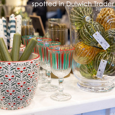 Red & Green Striped Wine Glass - 6 Pack