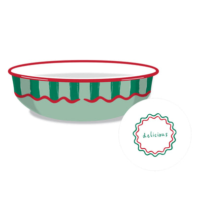 Bon Appetit Green Stripe Enamel Bowl - 26cm