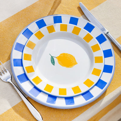 Lemon Enamel Plate - 20cm | Summer Dinner Plates |