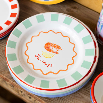 Shrimp Enamel Plate - 25cm | Summer Dinner Plates |