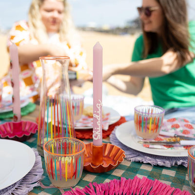 Orange Scalloped Metal Candle Holder | Summer Gifts |